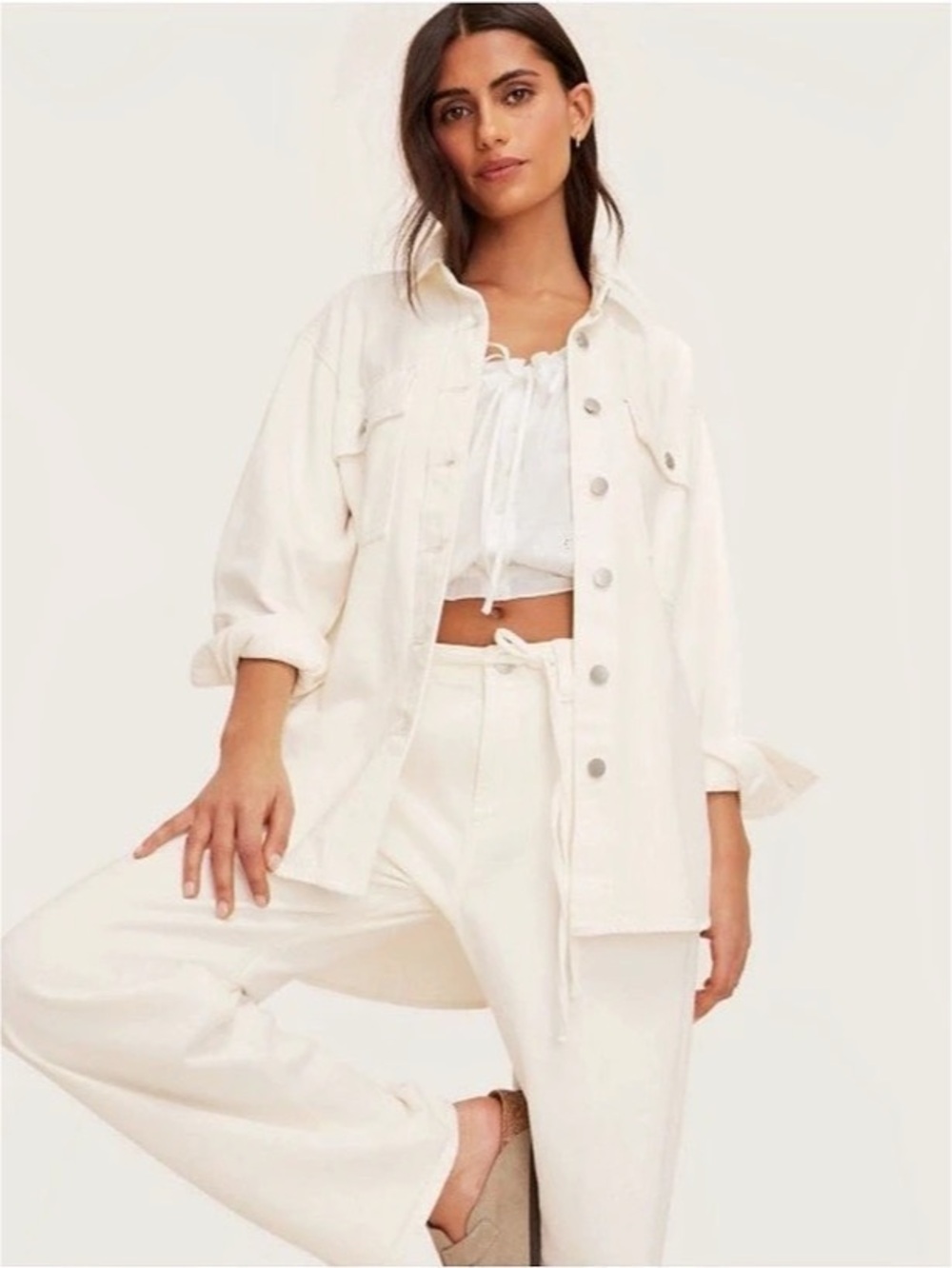 PARKER Women's Shacket in White 1X NWT